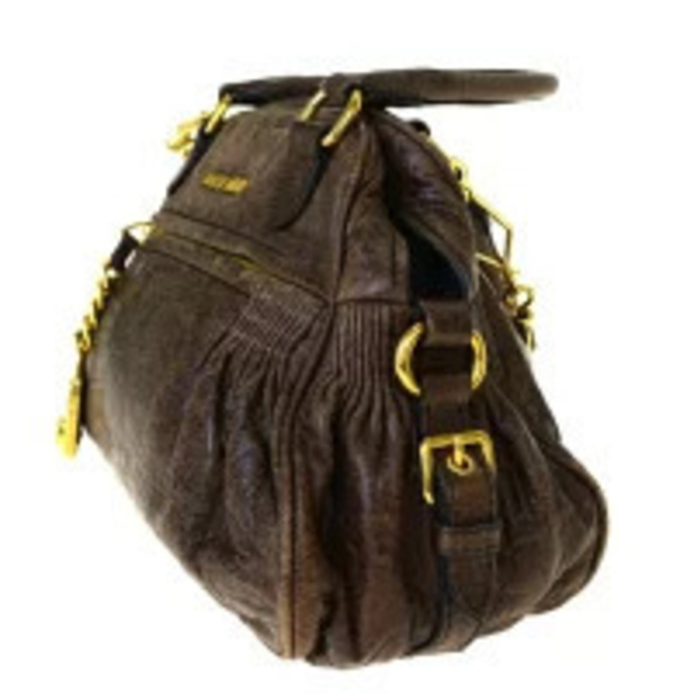 Miu Miu handbag lock chainlinked leather brown leather Brown